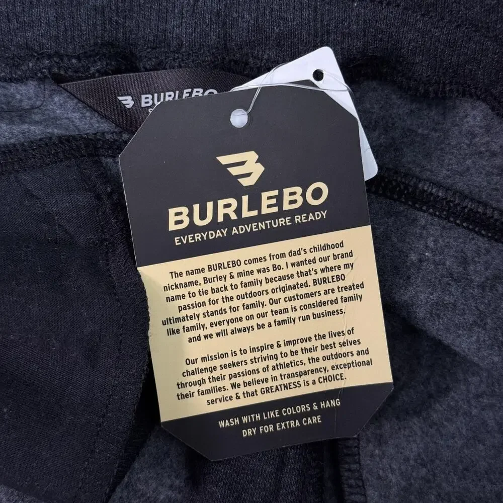 Burlebo Sweatpants Mens Small Black Fleece Joggers Elastic Waist Pockets Lounge - Picture 7 of 11